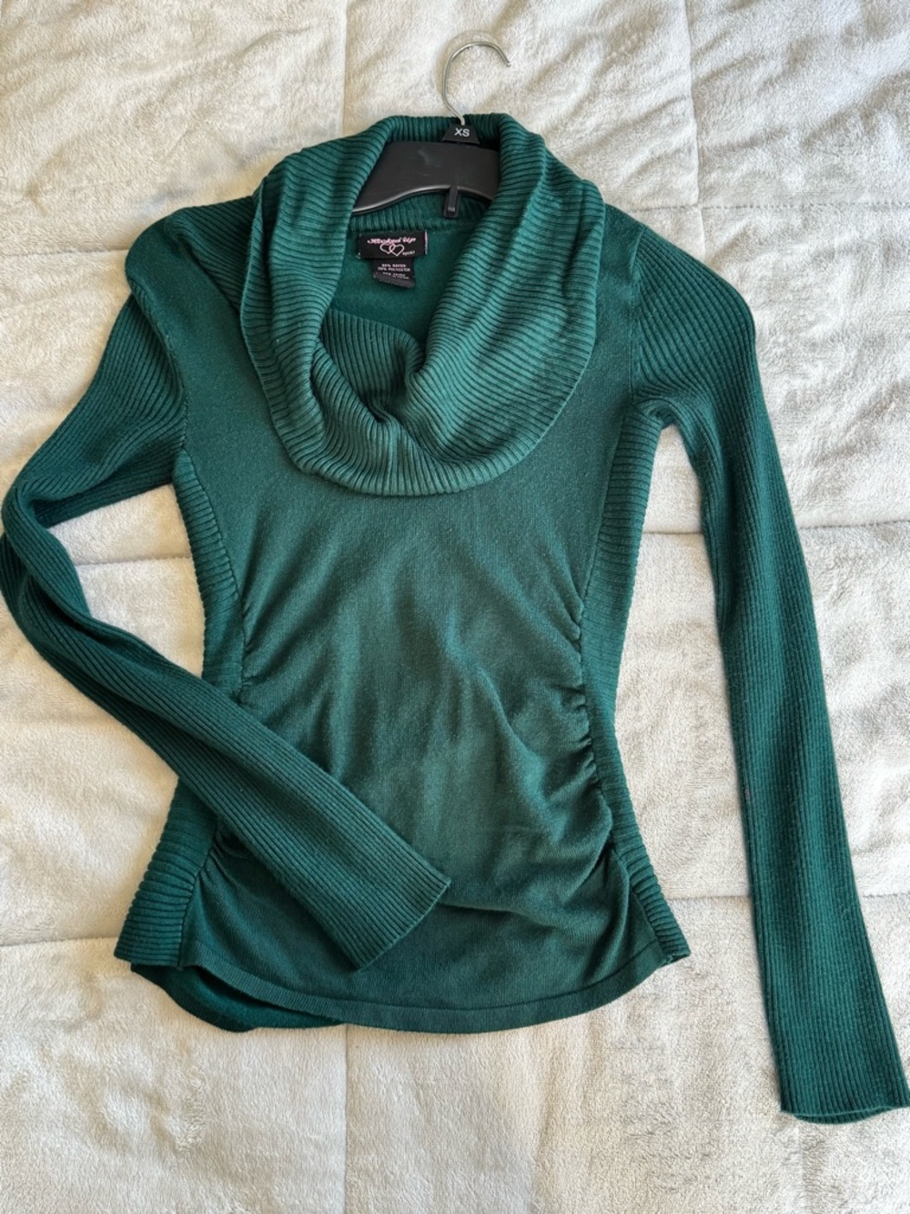 Hooked Up by IOT Teal Green Cowl Neck Sweater